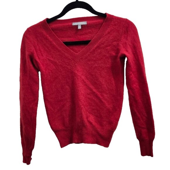 Neiman Marcus The Cashmere Collection Sweater Red V-neck Pullover Size XS - Picture 3 of 11